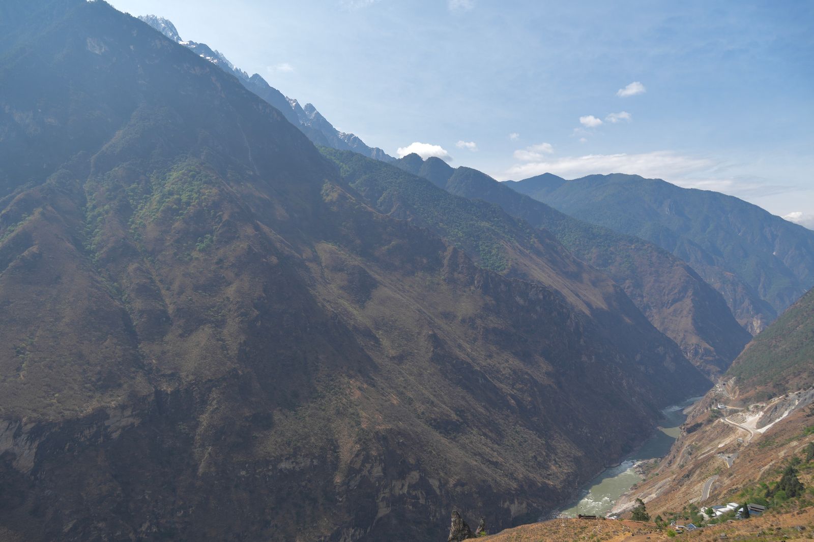 Tiger Leaping Gorge with a river and winding road